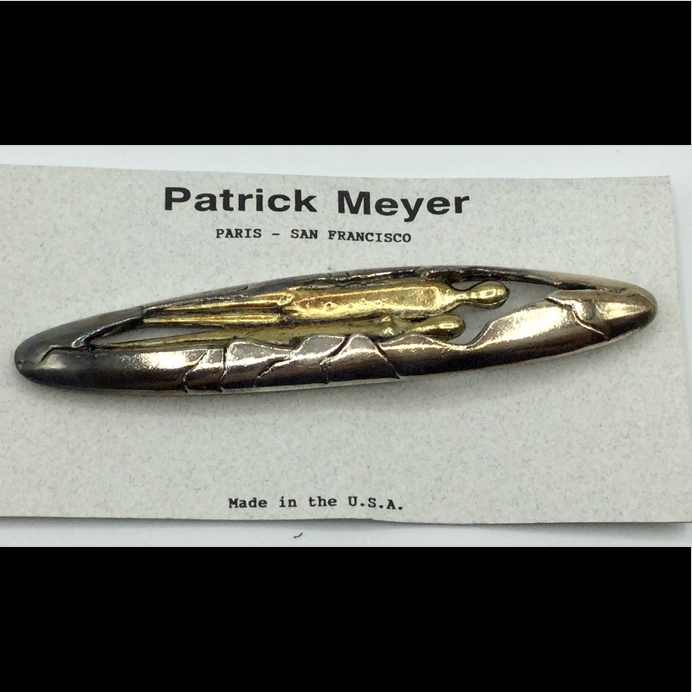 Patrick Meyer Futuristic Silver Gold Tone Brooch